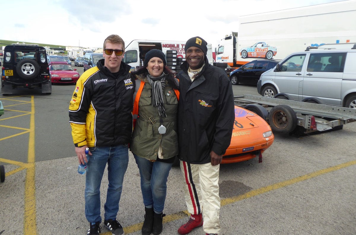 Luther Blissett, Adam Morgan (BTCC) and Simon Woods (owner of the Mazda)