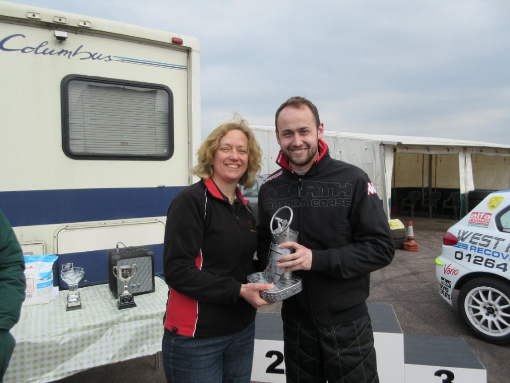 James Bishop received his trophy from Heather Green