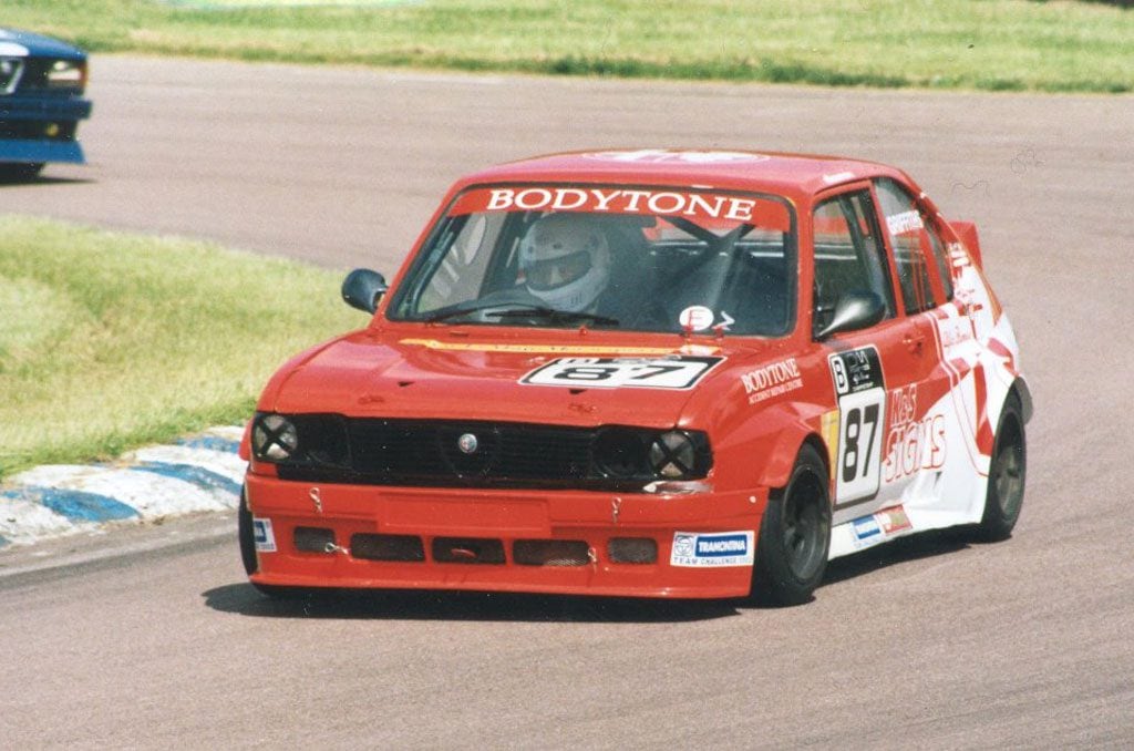 Kevin at Brands Hatch in April 2002 with his Alfasud Ti