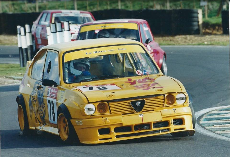 This is what the car looked like when I had it. The bumper is hanging off after an alercation with Stuart Barrington Hall's Maserati Cup.